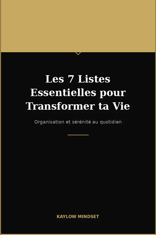 Couverture du livre "Les 7 Listes Essentielles pour Transformer Ta Vie" par Kaylow Mindset — ebook Développement