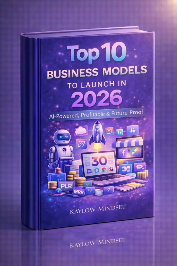 Couverture du livre "Top 10 Business Models to Launch in 2026" par Kaylow Mindset — ebook Business